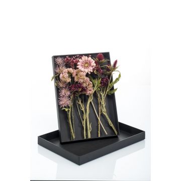 Ramo de flores artificiales para atar JADEA en caja de regalo, púrpura-burdeos, 30cm, Ø18cm