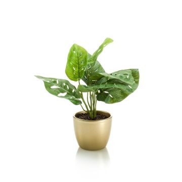 Filodendro artificial Monstera Deliciosa PUYA, maceta de cerámica dorada, 30cm