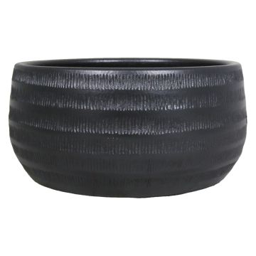 Frutero de cerámica TIAM con ranuras, negro-mate, 14cm, Ø29cm