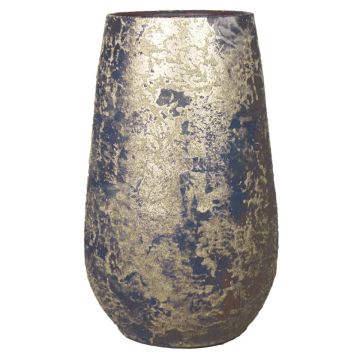Jarrón de cerámica de estilo retro MAGO, con aspecto lavado, dorado, 30cm, Ø19cm