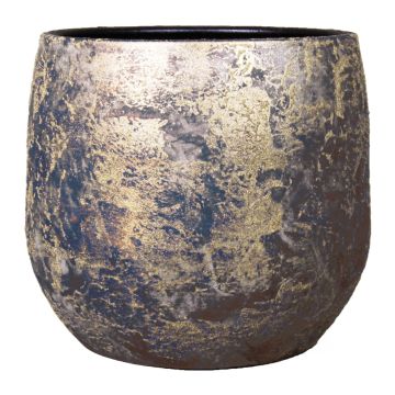 Macetero de cerámica de estilo retro MAGO, con aspecto lavado, dorada, 14cm, Ø16cm