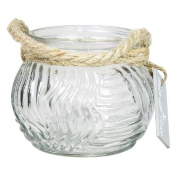 Portavelas FIDELMA de vidrio, ranuras onduladas, transparente, 9 cm, Ø 11,5 cm Portavelas FIDELMA de vidrio, ranuras onduladas, transparente, 9 cm, Ø 11,5 cm