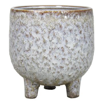 Maceta de cerámica NOREEN, moteada, sobre pies, gris-marrón, 10,5cm, Ø11cm