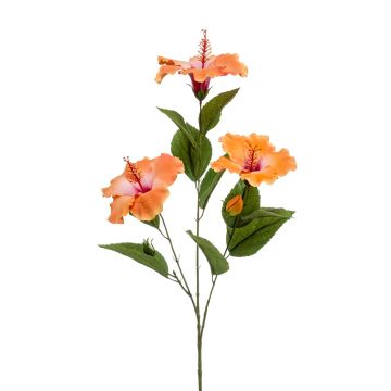 Rama de hibisco falso AMADOU con flores, naranja, 80cm