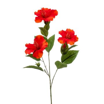 Rama de hibisco falso AMADOU con flores, rojo, 80cm