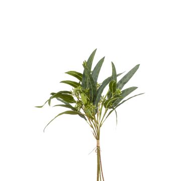 Atado de eucalipto artificial BAYOLA con flores, verde, 45cm