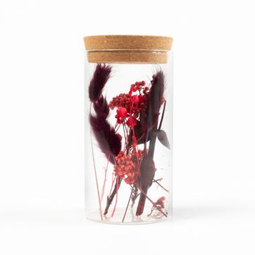 Flores secas en vidrio ROMIRO, rojo, 12cm, Ø6,5cm