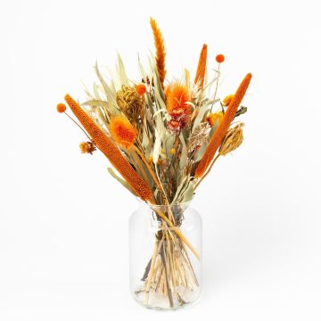 Ramo de flores secas MARUKA con panículas, naranja-amarillo, 45cm, Ø20cm