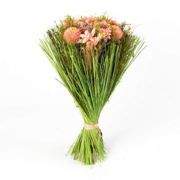 Ramo de flores secas LELITA, puño verde, rosa-morado, 45cm, Ø27cm
