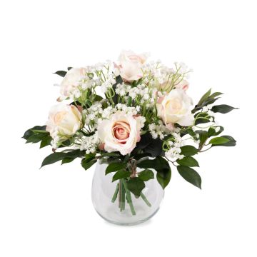 Ramo de rosas artificial ELLI gypsophila, rosa-blanco, 35cm, Ø30cm