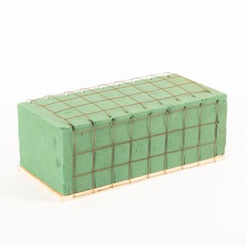 Espuma floral para floristería funeraria Ökodur SERLO con rejilla metálica, base de madera natural, verde, 23 x 11 x 8,5 cm Espuma floral para floristería funeraria Ökodur SERLO con rejilla metálica, base de madera natural, verde, 23 x 11 x 8,5 cm