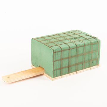 Soporte para ramos funerarios Ökodur EINAR con espuma floral, rejilla metálica, asa y base de madera natural, verde, 17 x 11 x 8,5 cm Soporte para ramos funerarios Ökodur EINAR con espuma floral, rejilla metálica, asa y base de madera natural, verde, 17 x 11 x 8,5 cm
