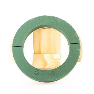 Espuma para flores artificiales Ökodur para coronas funerarias ARNELLE, base de madera natural, verde, 4,5 cm, Ø 36 cm