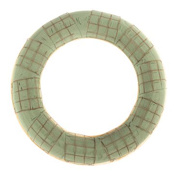 Esponja para flores secas Ökodur CRAILO con rejilla metálica, base de madera natural, verde, 5 cm, Ø 40 cm
