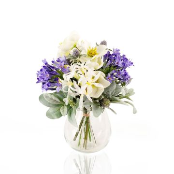 Ramo artificial de invierno ALANA, blanco-morado, 35cm, Ø30cm Ramo artificial de invierno ALANA, blanco-morado, 35cm, Ø30cm