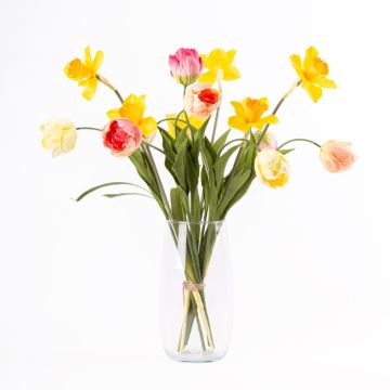 Ramo decorativo de primavera ADELFA, amarillo-fucsia-rosa, 55cm, Ø45cm