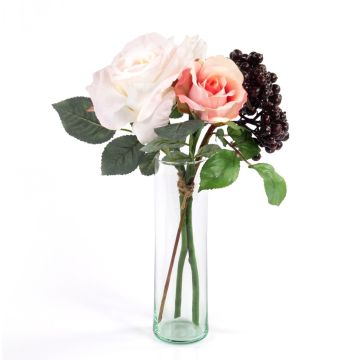 Ramo de rosas artificial QUINZY, bayas, rosa, 30cm, Ø15cm