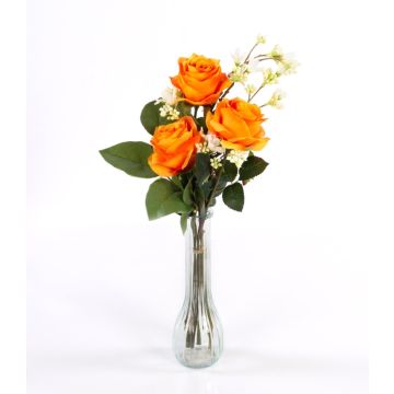 Ramo de rosas artificial SIMONY con accesorios, naranja, 45cm, Ø20cm