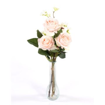 Ramo de rosas artificial SIMONY con accesorios, rosa, 45cm, Ø20cm