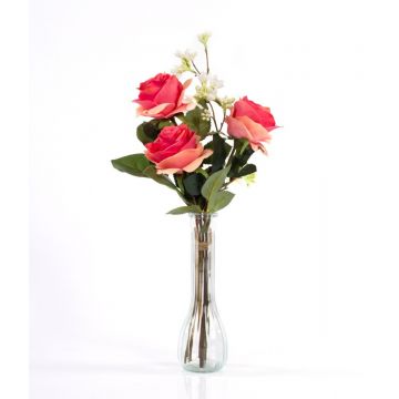 Ramo de rosas artificial SIMONY con accesorios, salmón, 45cm, Ø20cm