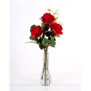Ramo de rosas artificial SIMONY con accesorios, rojo, 45cm, Ø20cm