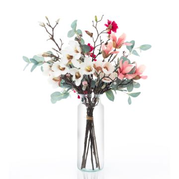 Ramo de magnolias artificiales MERISA, blanco-rosa, 70cm, Ø40cm