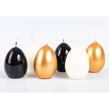 Velas de Pascua LEONITA, 6 unidades, dorado-negro-marfil, 6 cm, 4,5 cm, 7 h - Fabricadas en Alemania