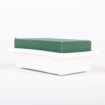 Bandeja rectangular con base húmeda MOMOKO para arreglos florales, verde y blanco, 12,5 x 8,5 x 4,5 cm Bandeja rectangular con base húmeda MOMOKO para arreglos florales, verde y blanco, 12,5 x 8,5 x 4,5 cm
