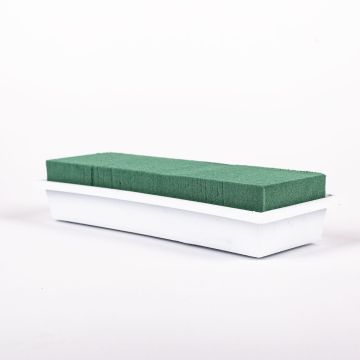 Bandeja rectangular con base húmeda MOMOKO para arreglos florales, verde y blanco, 24,5 x 9 x 4,5 cm Bandeja rectangular con base húmeda MOMOKO para arreglos florales, verde y blanco, 24,5 x 9 x 4,5 cm
