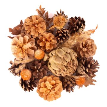 Popurrí de otoño YIDU, piñas de abeto, ramas secas, marrón-naranja-verde, 250g