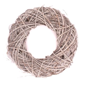 Corona decorativa natural de mimbre JOZIAH, blanca, Ø 35 cm