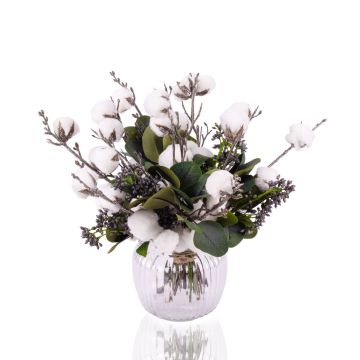 Ramo de flores artificiales BELLANA de algodón, blanco-azul-verde, 35 cm, Ø 35 cm Ramo de flores artificiales BELLANA de algodón, blanco-azul-verde, 35 cm, Ø 35 cm