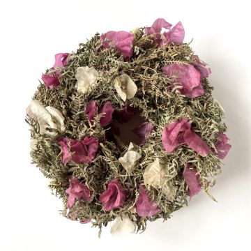 Corona de flores secas MACARENA en corona de paja, Bougainvillea, rosa-crema-natural, Ø25cm