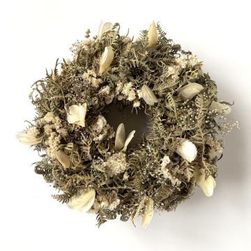 Corona de flores secas MACARENA en corona de paja, Lunaria, crema-natural, Ø25cm