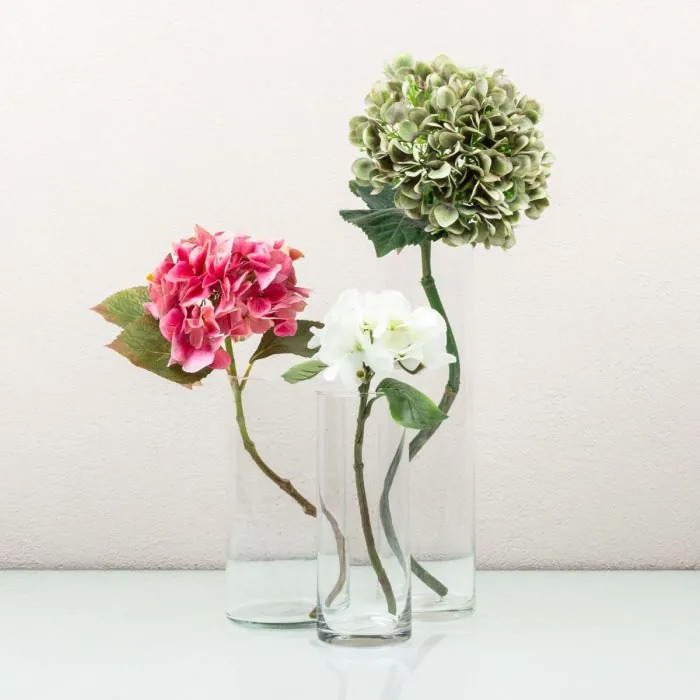 Centros de mesas con hortensias