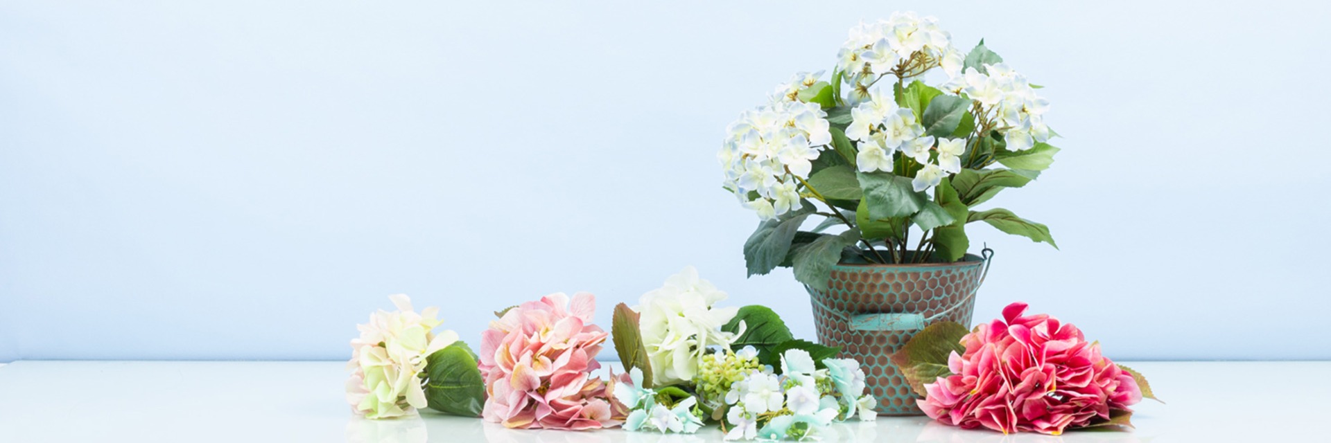 Hortensias artificiales que parecen reales